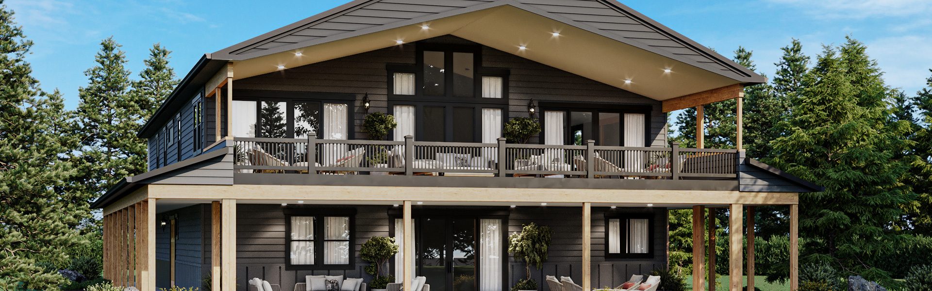 Photo real rendering of barndominium floor plan with modern finishes