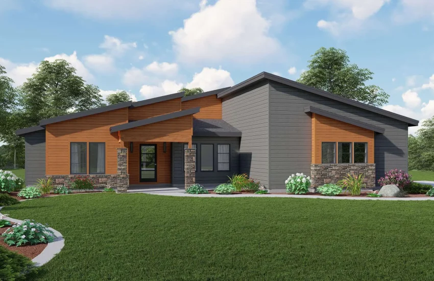 rendering of a modern style home